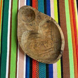 Olive Wood Burl Slab Heart Shaped Bowl for Appetizers, Olives or Trinkets
